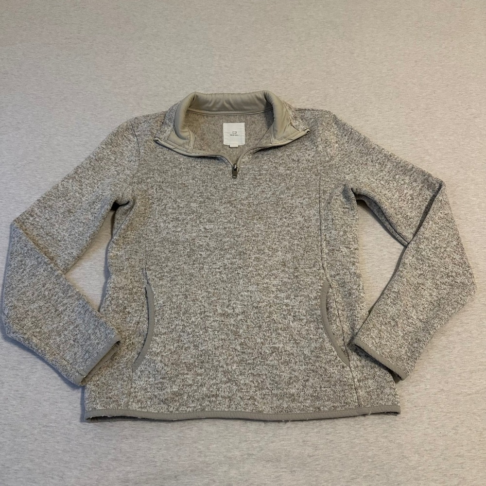Thread & Supply Women Heather Oatmeal‎ Sweater Fleece Quarter Zip Pullover S
